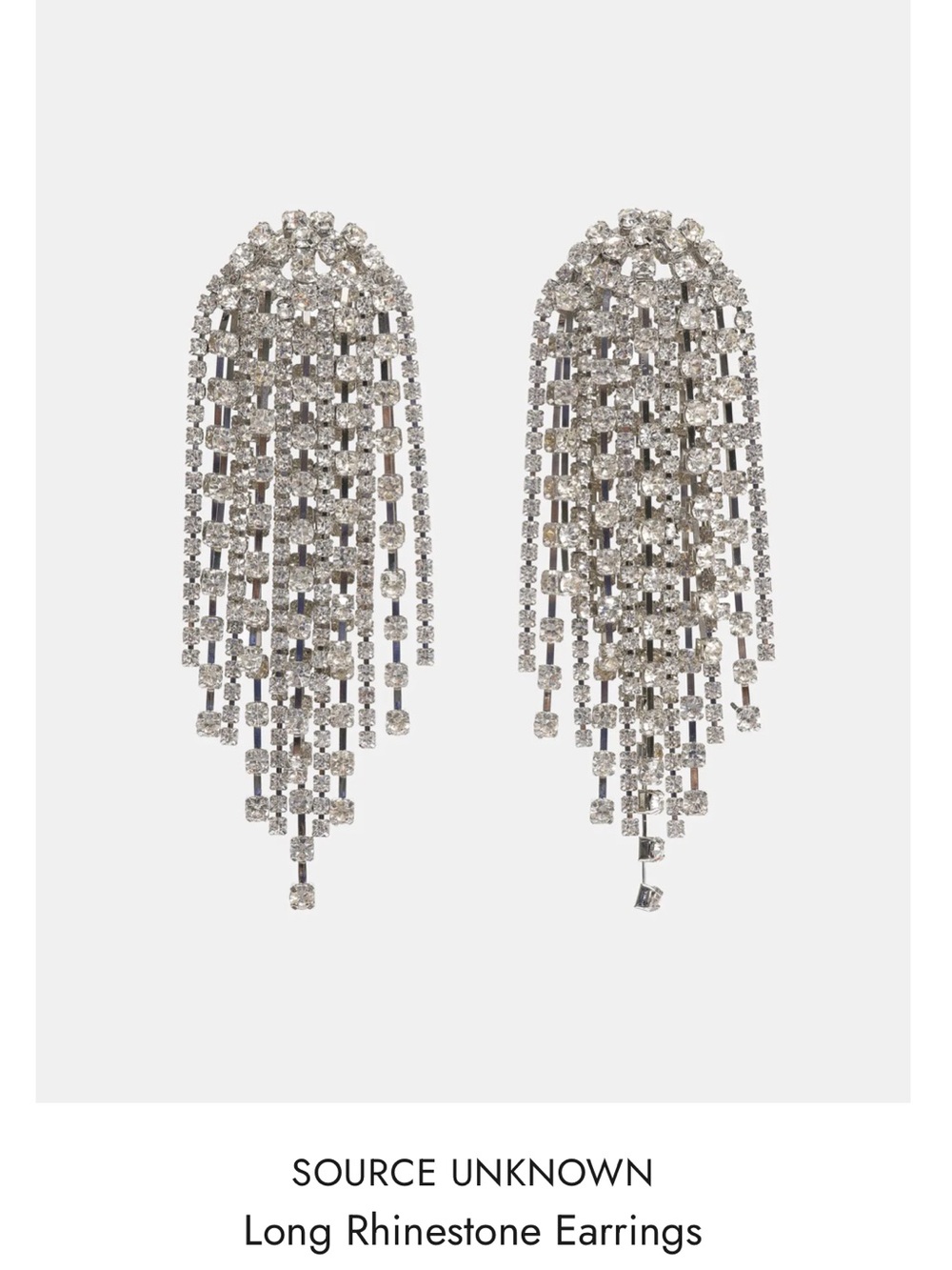 Source Unknown Silver Rhinestone Cascade Fringe Earrings